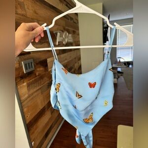 Butterfly crop tie tank